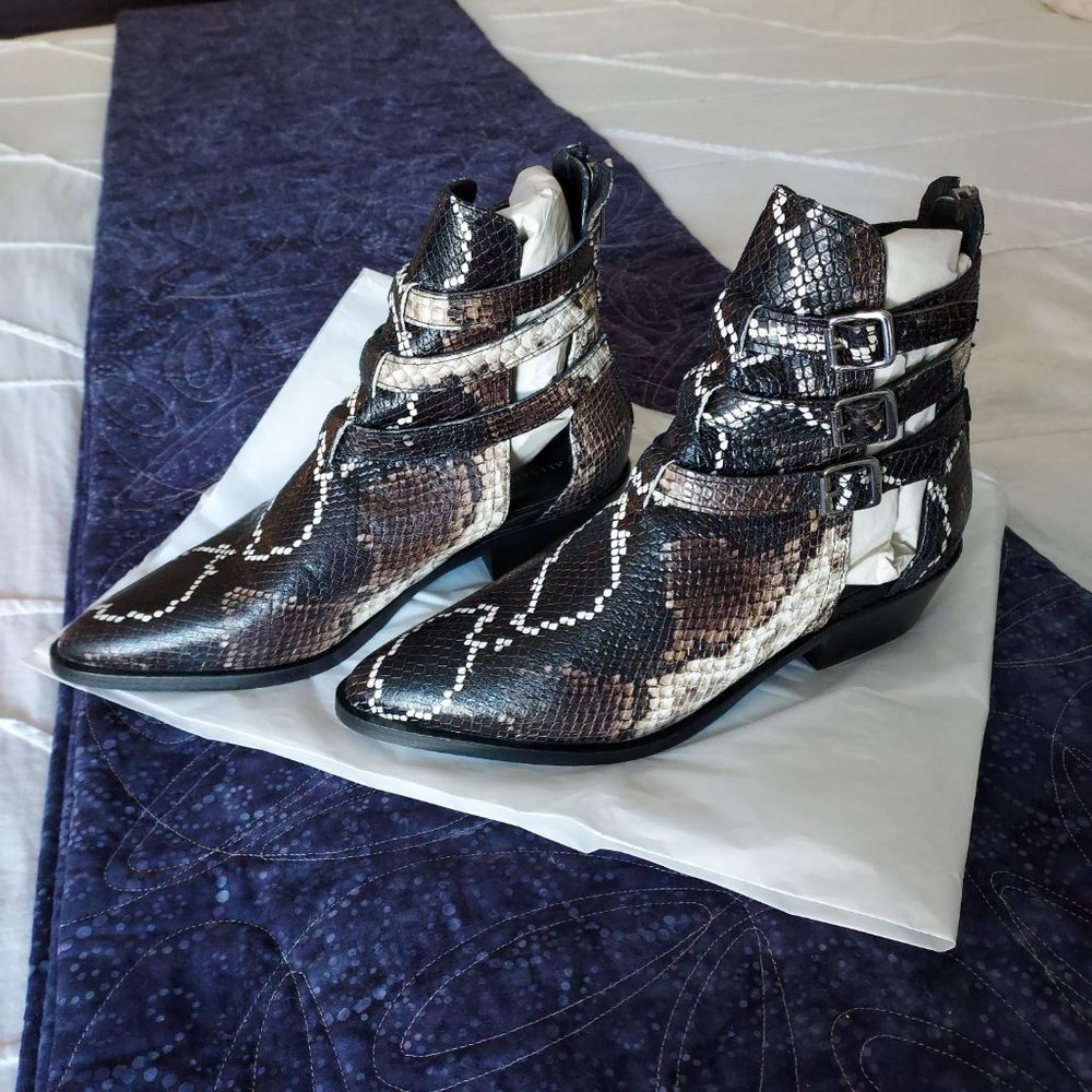 NWOB All Saints Naomi bootie, brown/black/white snake, 38 - Picture 2 of 6